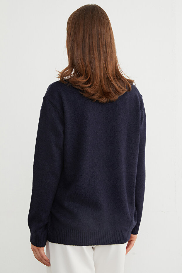 Basic Bisiklet Yaka Salaş Triko Kazak - 6