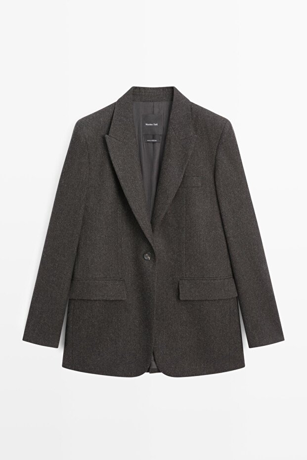 100% wool flannel lapel jacket - 5