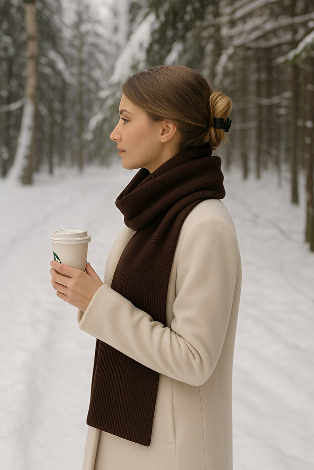 Kadın Triko atkı Acı Kahve - 1