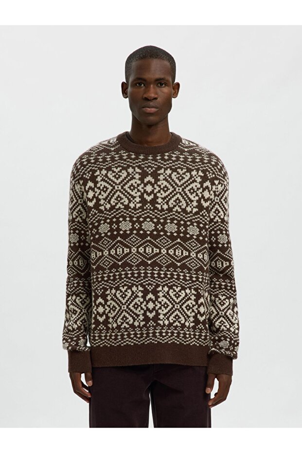 Pullover mit Rundhalsausschnitt Wollmix - 1