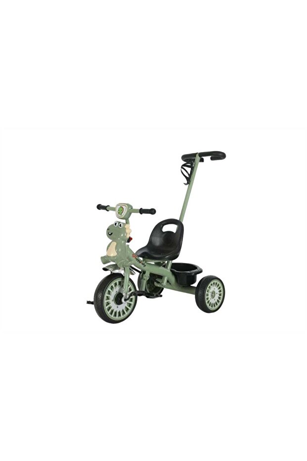 Dino Smart Plug & Play Tricycle with Free Wheel Pedal and Adjustable Push Handle - Green