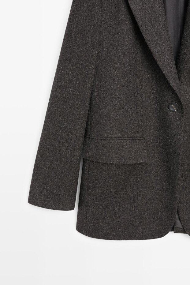 100% wool flannel lapel jacket - 7