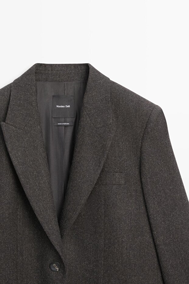 100% wool flannel lapel jacket - 6