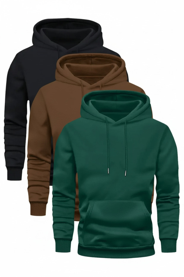 3'LÜ ERKEK KAPÜŞONLU SWEATSHIRT - 1