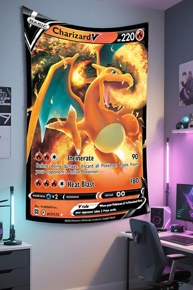 Pokemon Printed Wall Covering – Animated Theme, High-Quality Fabric, Tapestry Wall Carpet