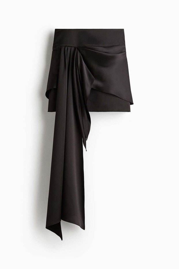 Draped satin skirt