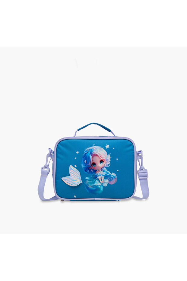 Mermaid Print Lunch Bag with Zip Closure