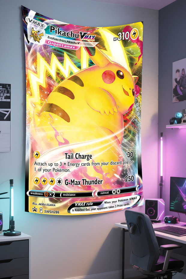 Pokemon Printed Wall Covering – Animated Theme, High-Quality Fabric, Tapestry Wall Carpet