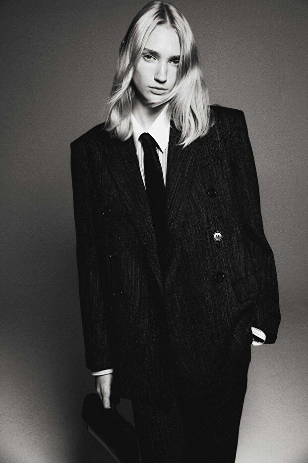 Double-breasted wool-blend blazer - 5