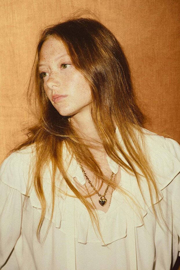 Frill-trimmed blouse