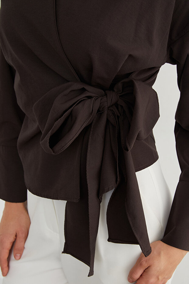 Basic Kruvaze Bağlamalı Gömlek - 7