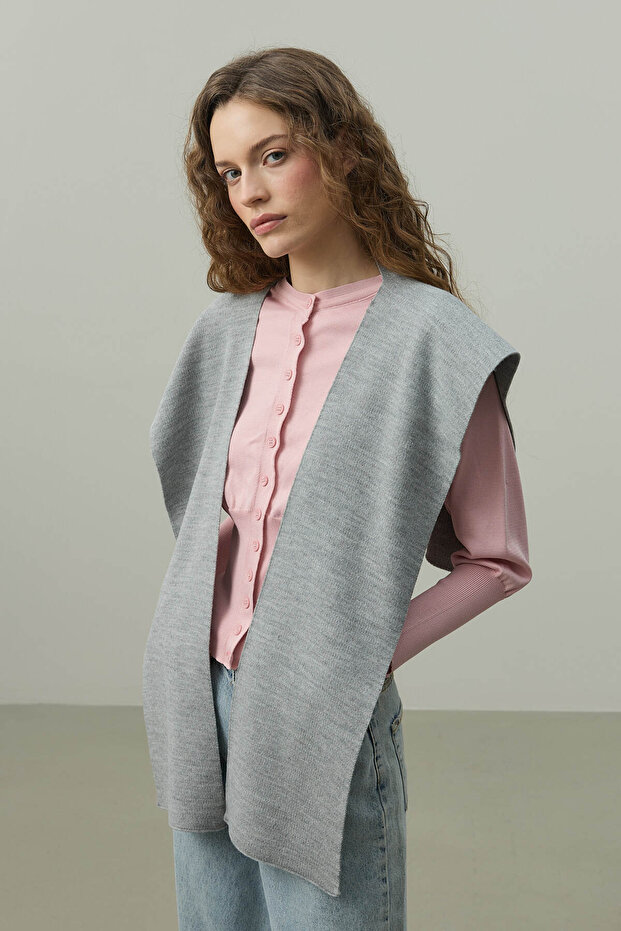 Square Piece Scarf Gray Melange