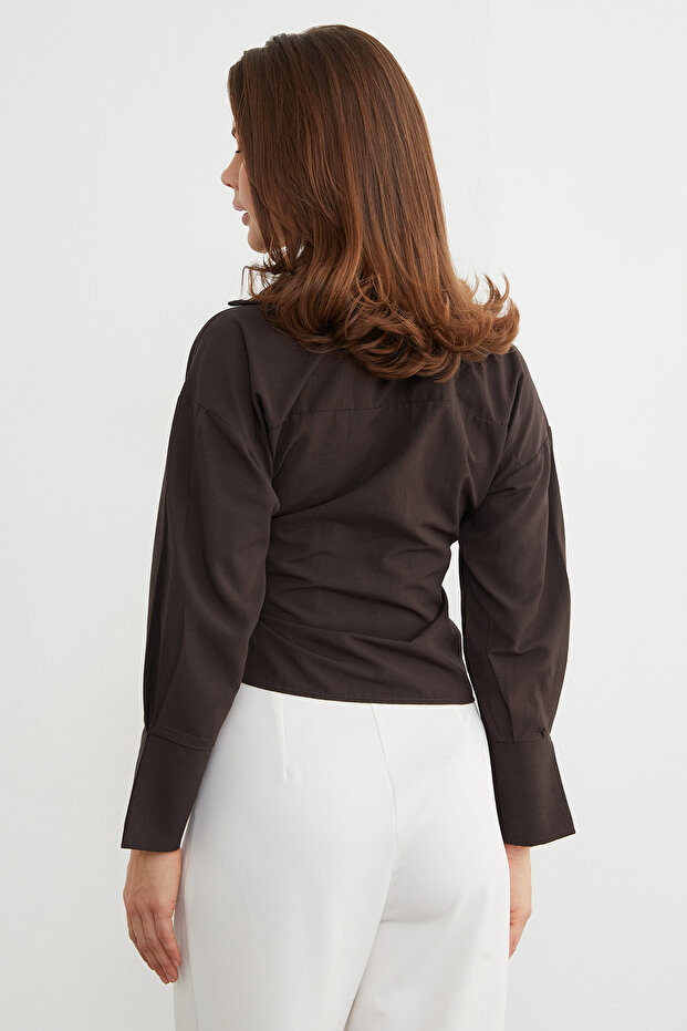 Basic Kruvaze Bağlamalı Gömlek - 8