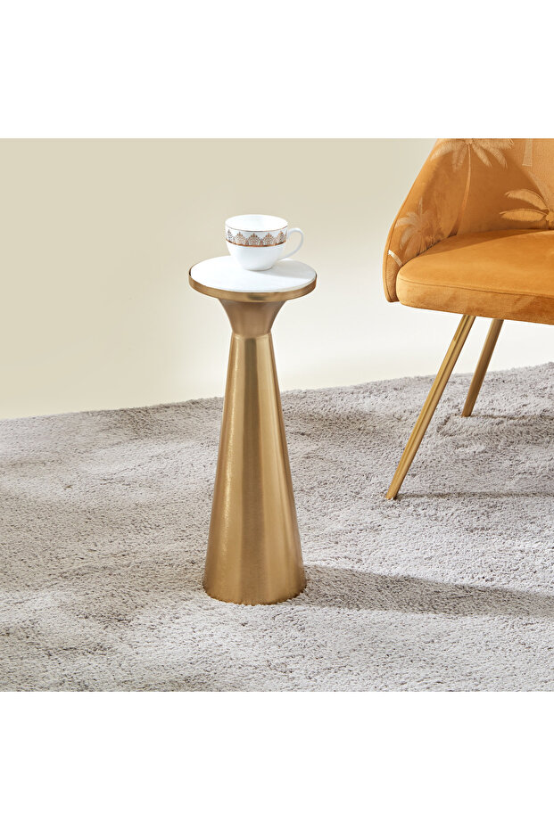 Round Top Metal Accent Table - 20x20x54 cms