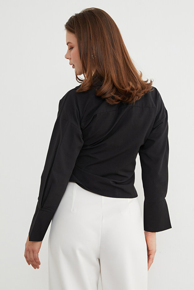 Basic Kruvaze Bağlamalı Gömlek - 7