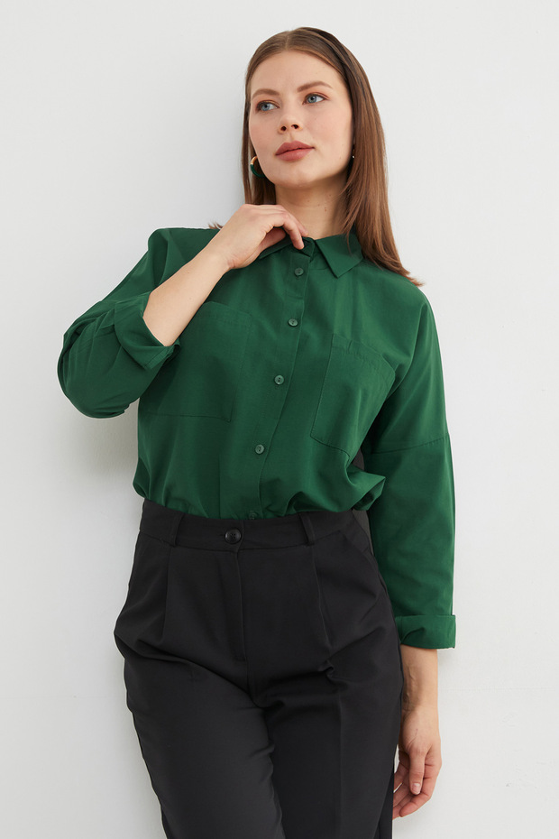 Basic Çift Cepli Gömlek - 7