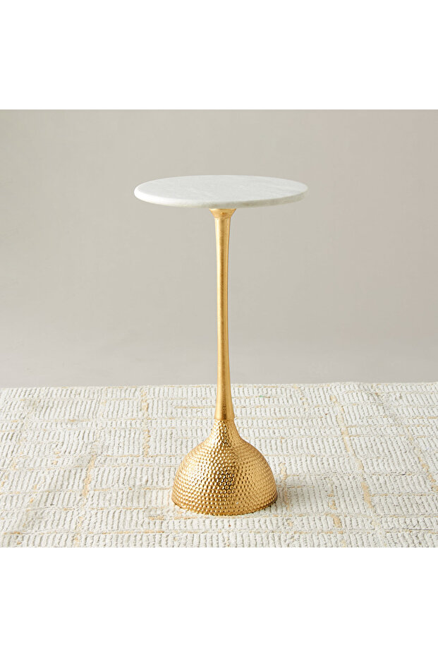 Hammered Marble Top Side Table