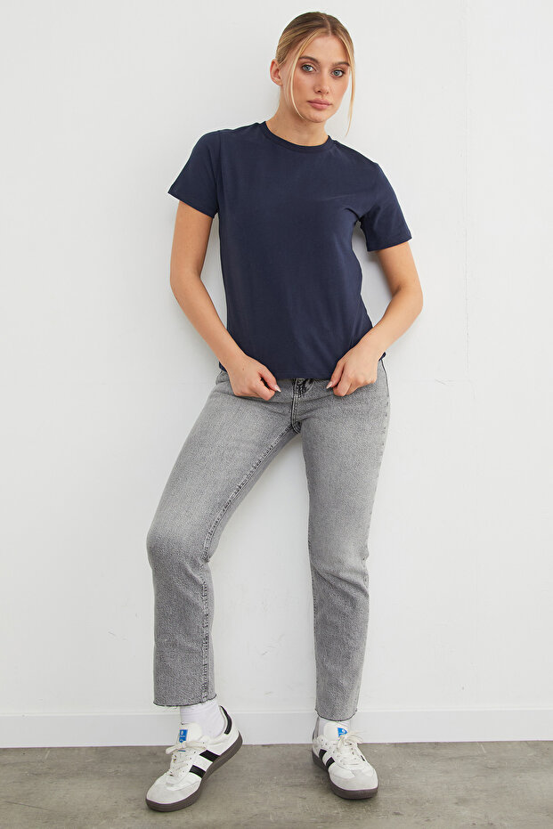 Basic Bisiklet Yaka Tişört - 3