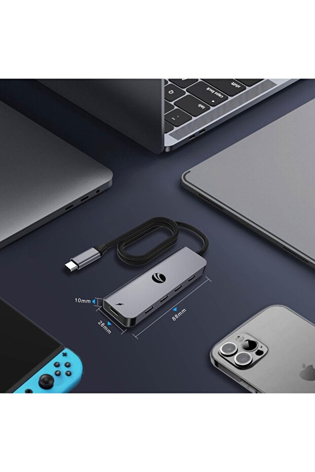 10Gbps USB C Hub - 5-Port USB-C Splitter with 100W Power (Gray) - 7