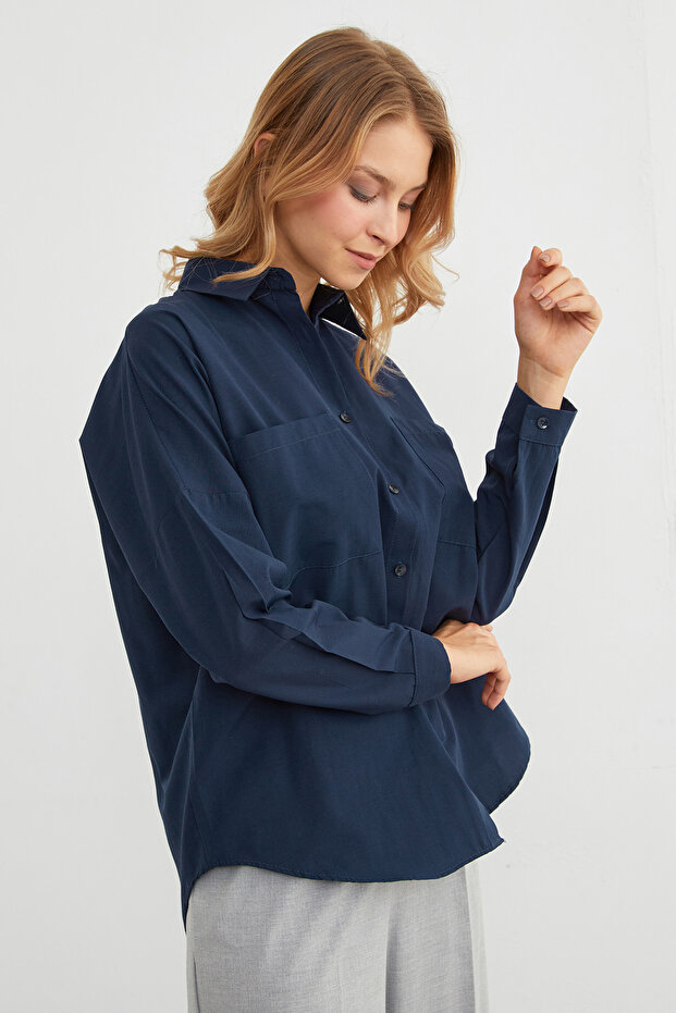 Basic Çift Cepli Gömlek - 4