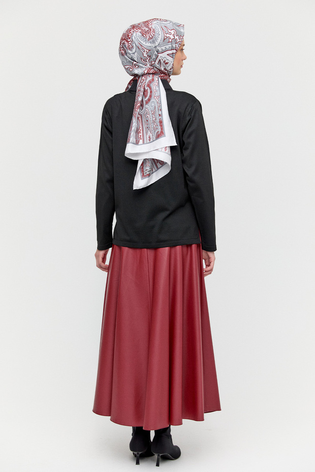 Parçalı Yırtmaçlı Triko Bluz - 7