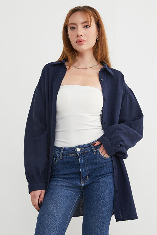 Basic Oversize Gömlek - 1