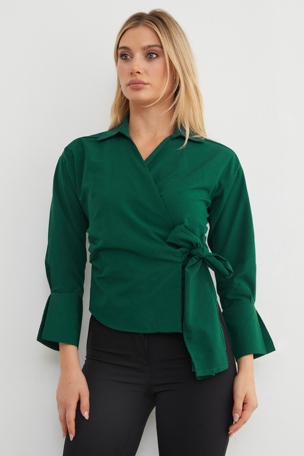 Basic Kruvaze Bağlamalı Gömlek - 2