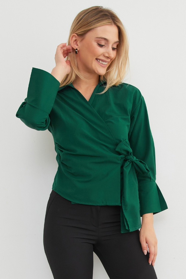 Basic Kruvaze Bağlamalı Gömlek - 3