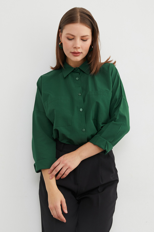 Basic Çift Cepli Gömlek - 8