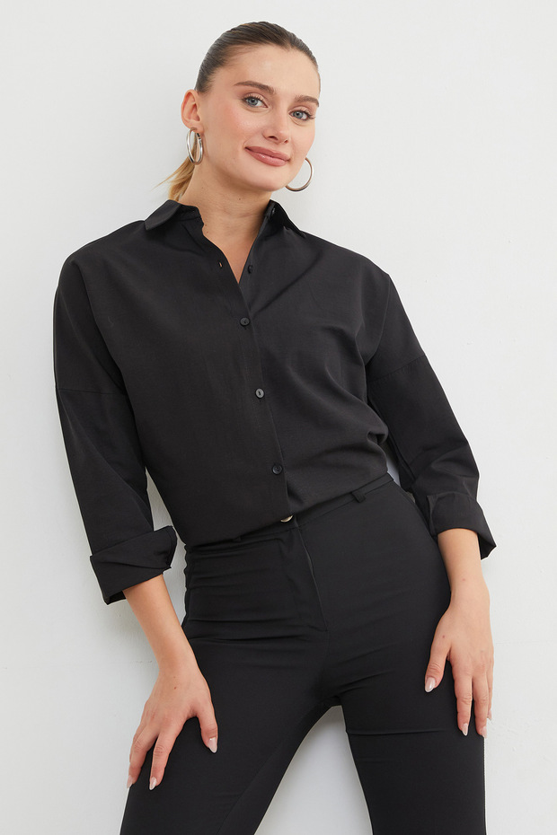 Basic Düğmeli Gömlek - 5