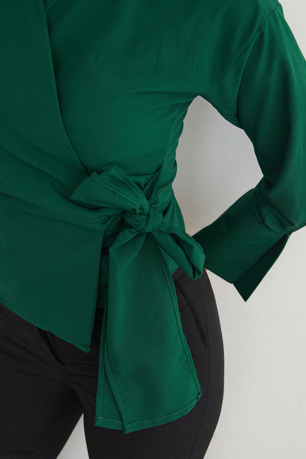 Basic Kruvaze Bağlamalı Gömlek - 5