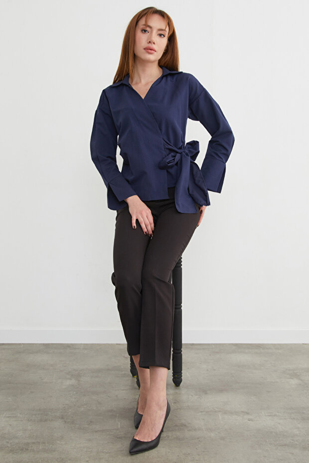 Basic Kruvaze Bağlamalı Gömlek - 2