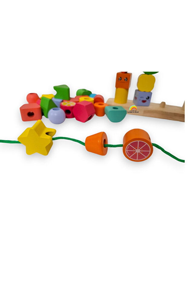 Educational wooden game with 5 columns for children, matching, stacking and stringing, 3 years+ - 2