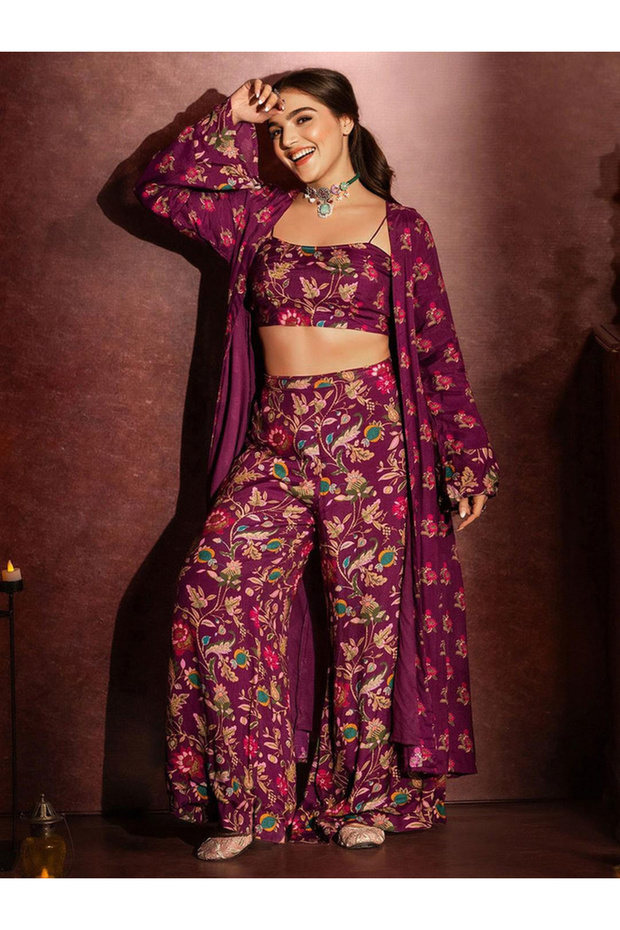 Floral Kimono, Crop Top and Pants Co-Ords