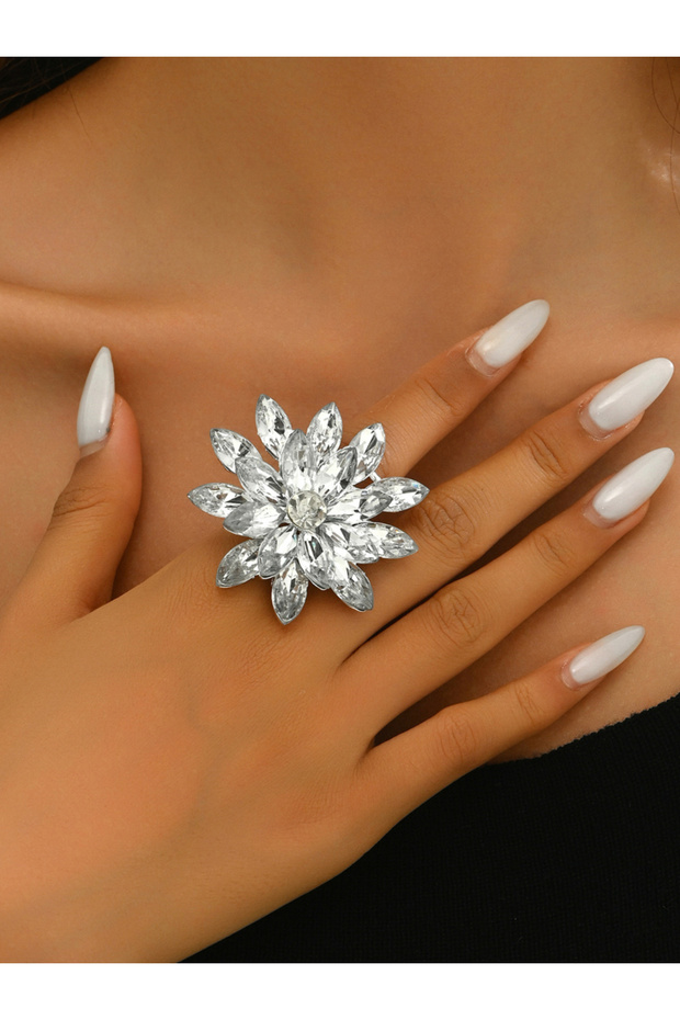 خاتم فضي على شكل زهرة - 4