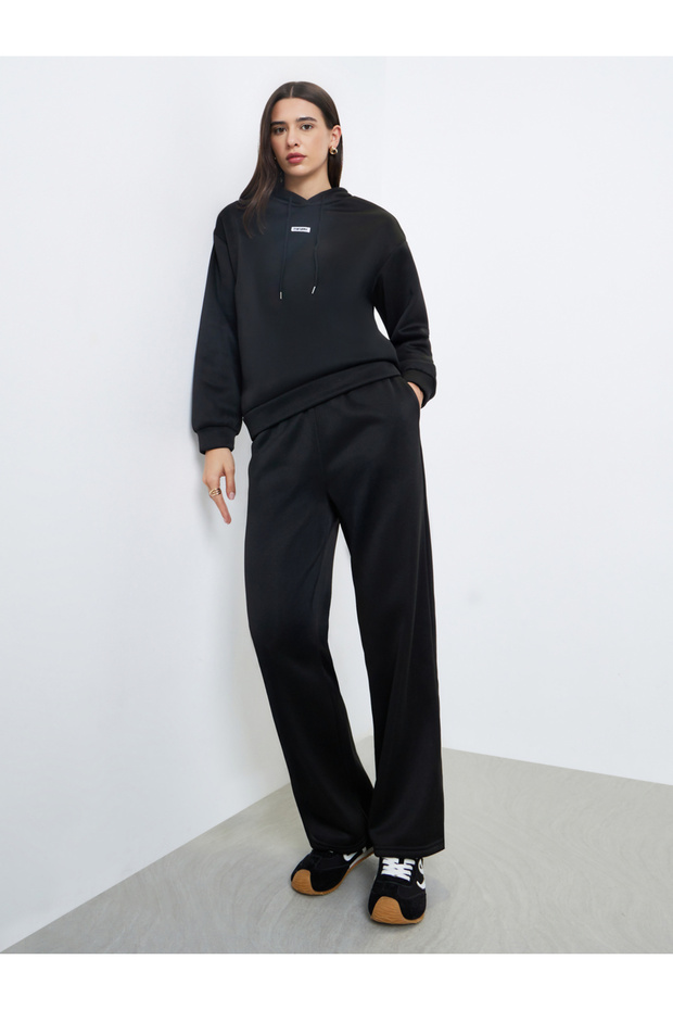 Black Patch Detail Hoodie and Joggers Set