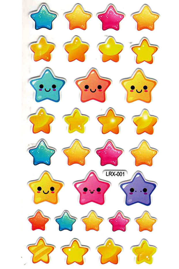 Sticker Embossed Sticker Decal Label (Lrx001)-18X9 Cm- Cute Sweet Stars