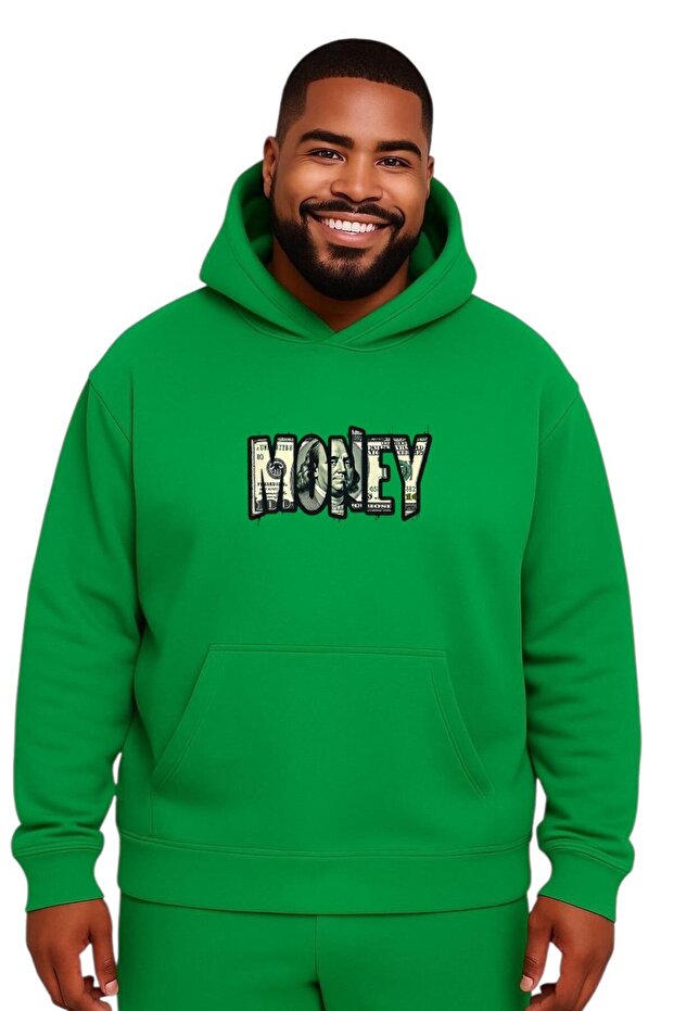 سترة رياضية كبيرة الحجم مطبوعة عليها كلمة MONEY للجنسين