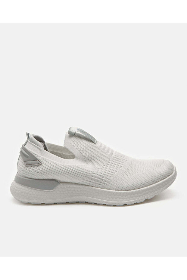 Men White Knitted Easy Slip-On Sneakers