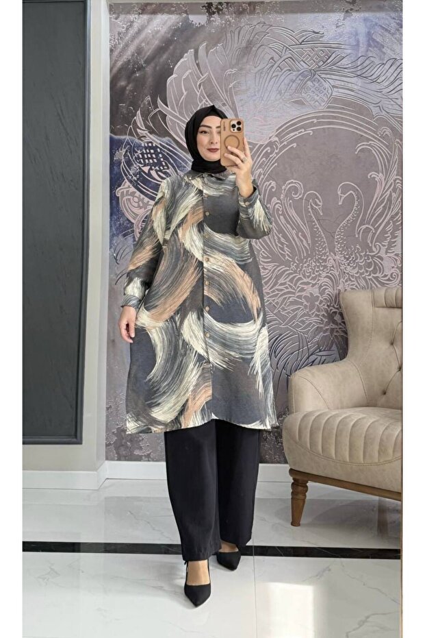 Baskılı Keten tunik - 1