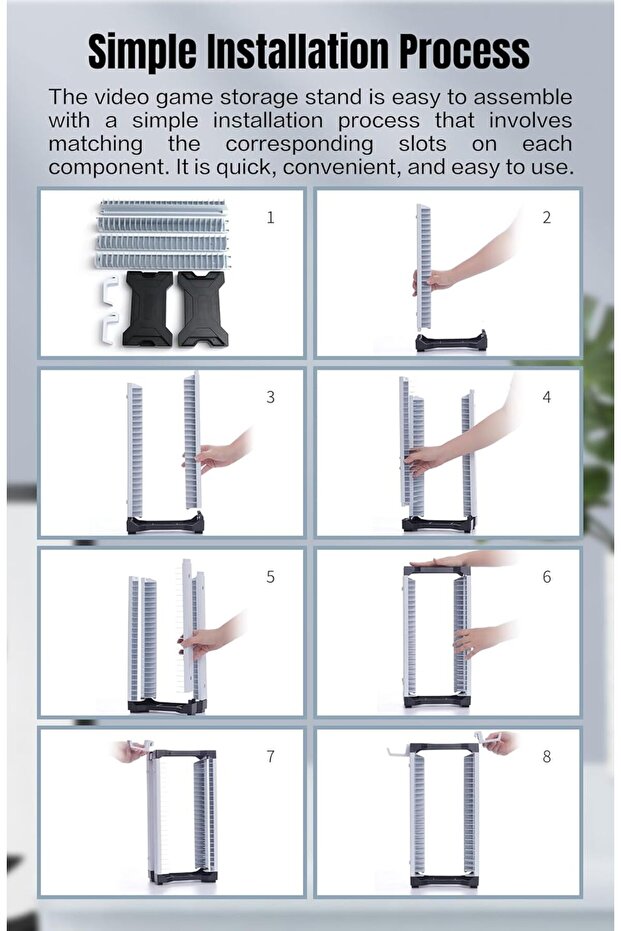 ECHZOVE Video Game Storage Tower for PS5/PS4/Switch/Xbox Series - Holds 23 Game Cases with 2 Hooks - 7