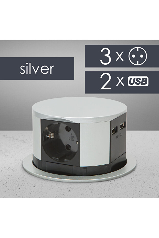 Built-in multi-socket block, 3 sockets + USB - 1