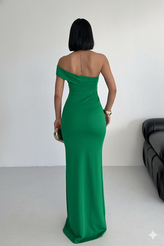 Rochie de seară lungă, verde deschis - 2