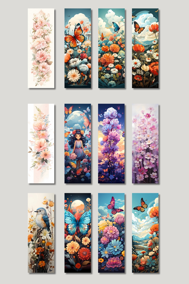 Floral Design Gift Set of 12 Bookmarks