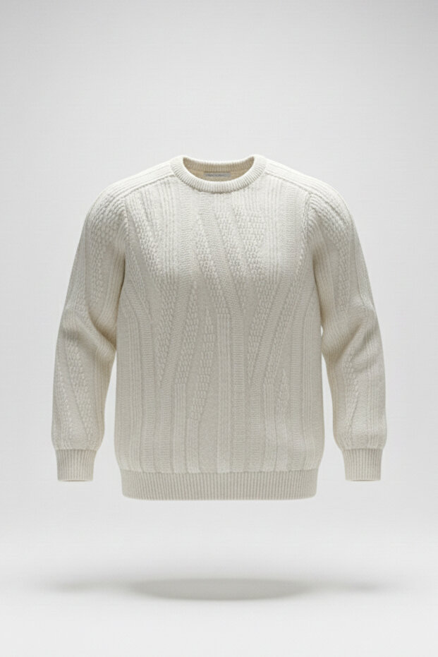 سترة منقوشة برقبة دائرية للرجال - 4