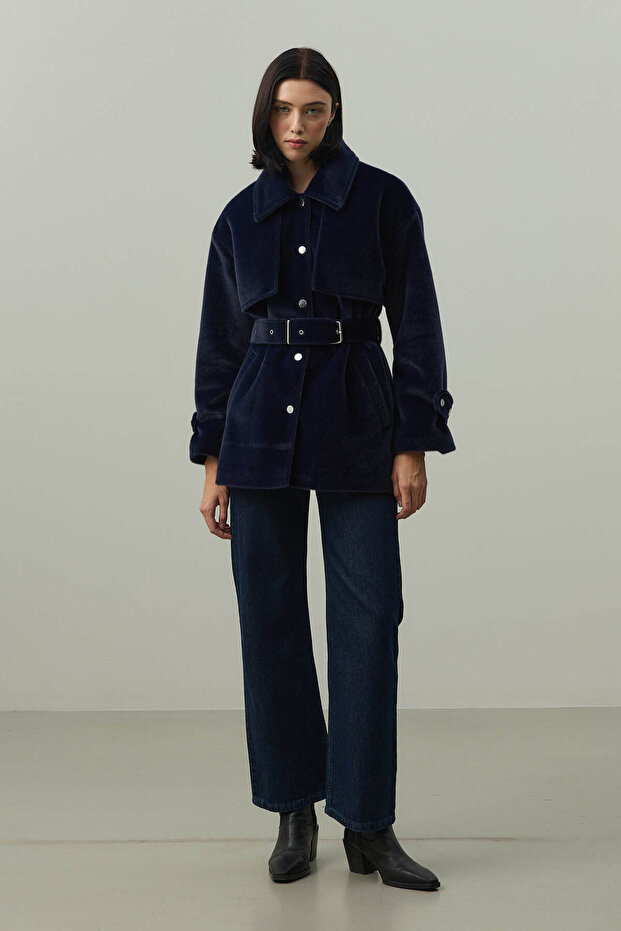Windbreaker Detailed Jacket Coat Navy Blue