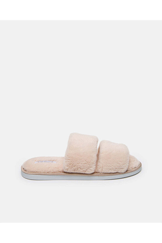 Women Beige Double Strap Slipper