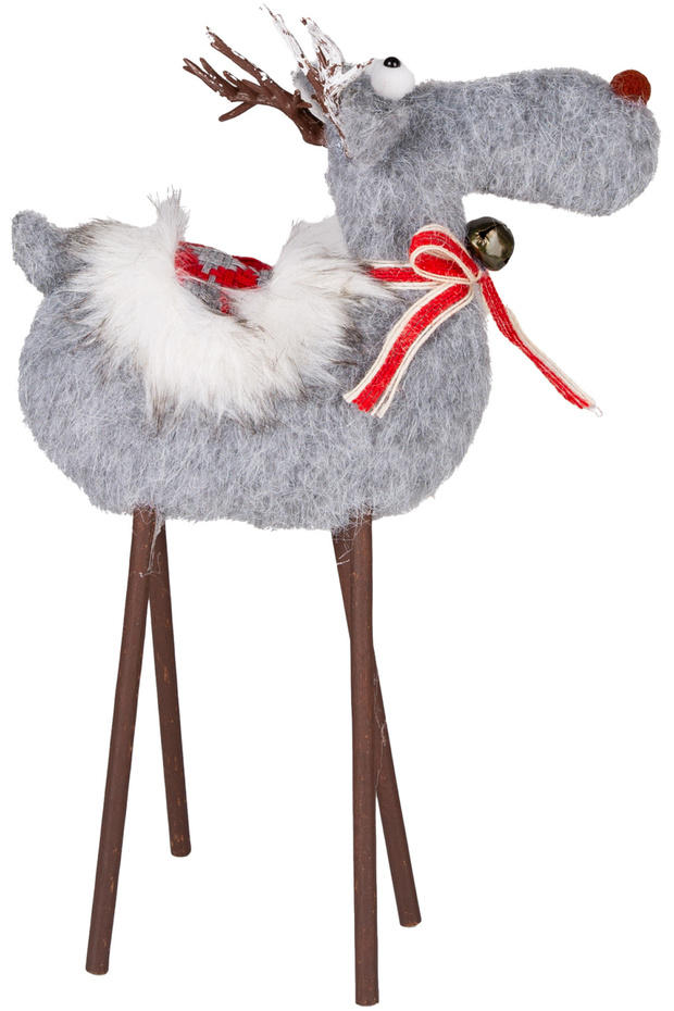 Christmas Ornament, Deer, Gray - Wooden Legs, 24X35 cm