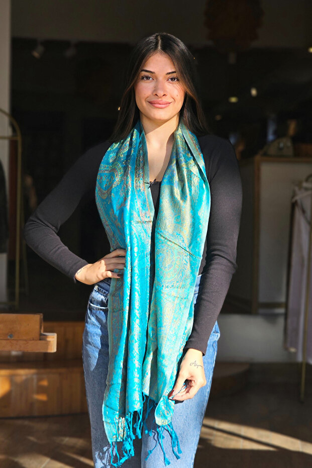 Yeşil Jakarlı Fular - 4