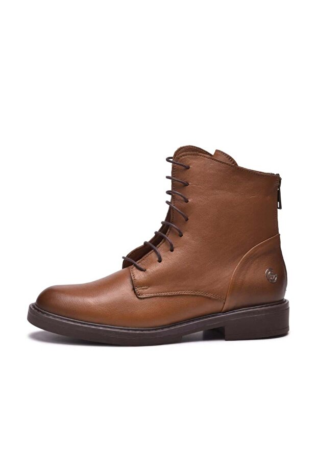 Bestasian Women's Khaki Leather Boots 263411